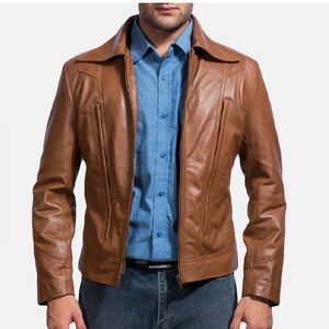 The Jacket Maker Old School Brown Leather Jacket